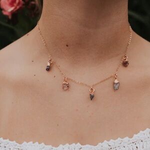 August Raindrops Necklace with Spinel raw stones